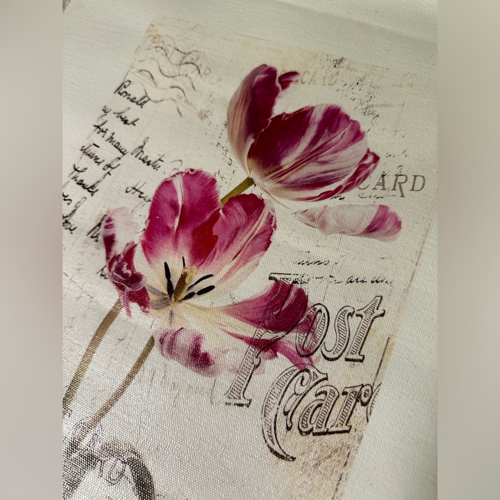 Printed art on Canvas Pink Tulips Vintage Style Craft